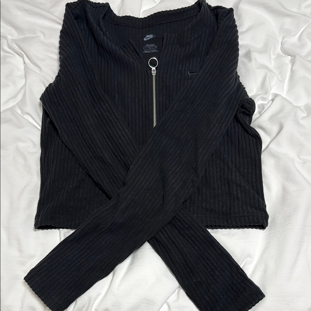 Nike Black Ribbed Zip-Up Jacket - Picture 5 of 5